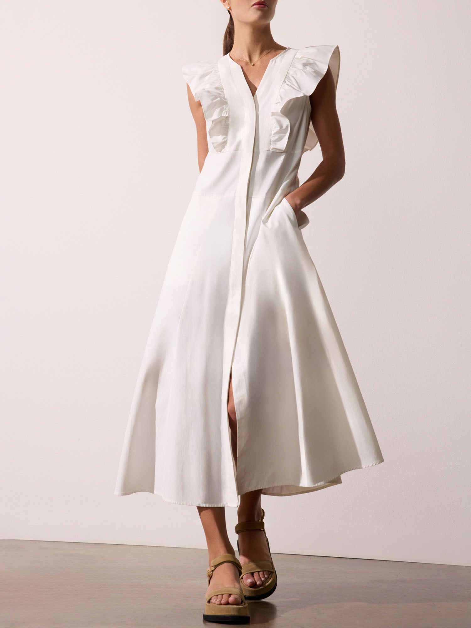 Women s Aurora Ruffle Dress in Ivory Brochu Walker