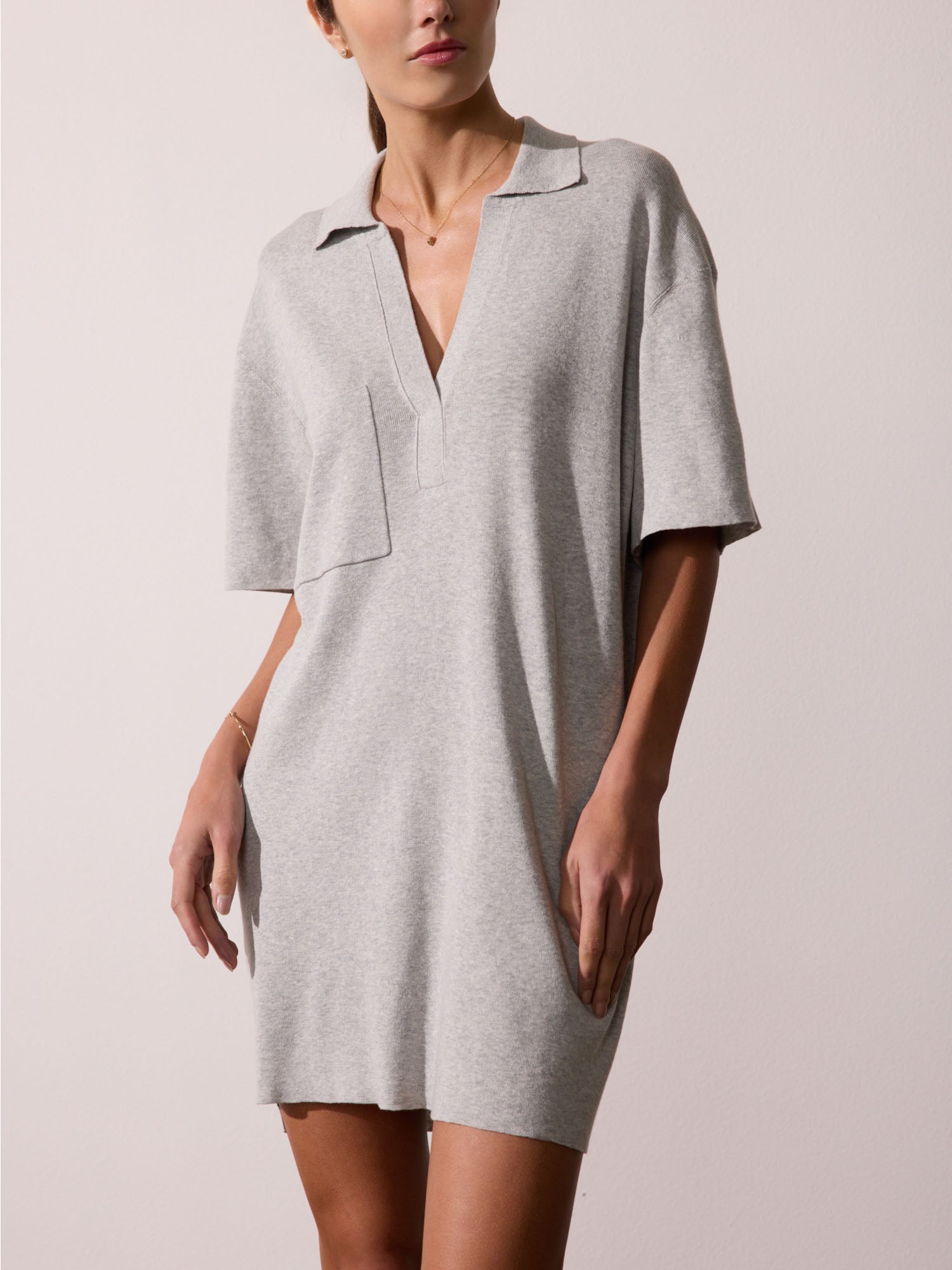 Women's Fai Polo Mini Dress in Salton Grey Mélange | Brochu Walker