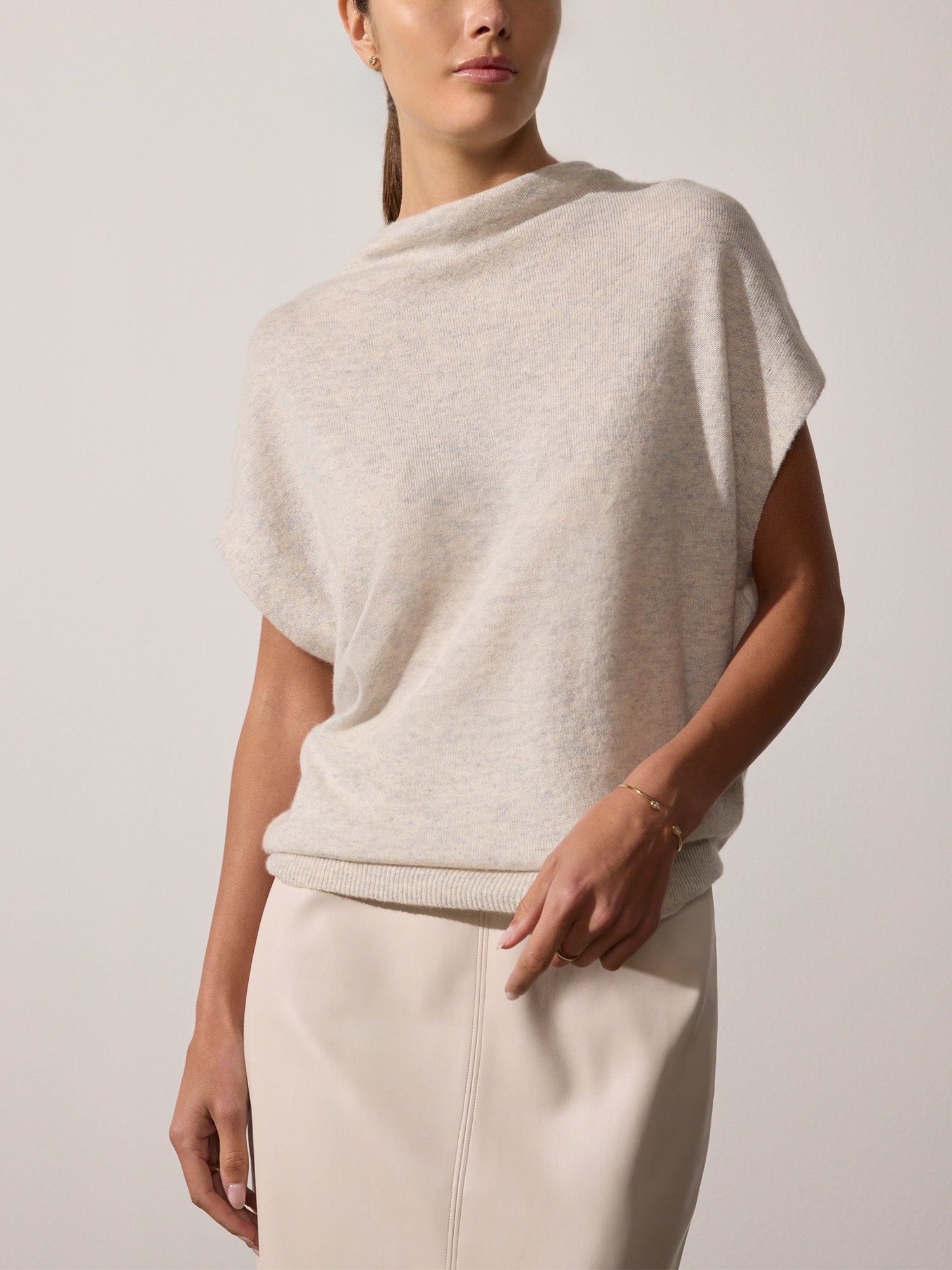 Women s Morten Funnel Neck Top in Mist Melange Brochu Walker