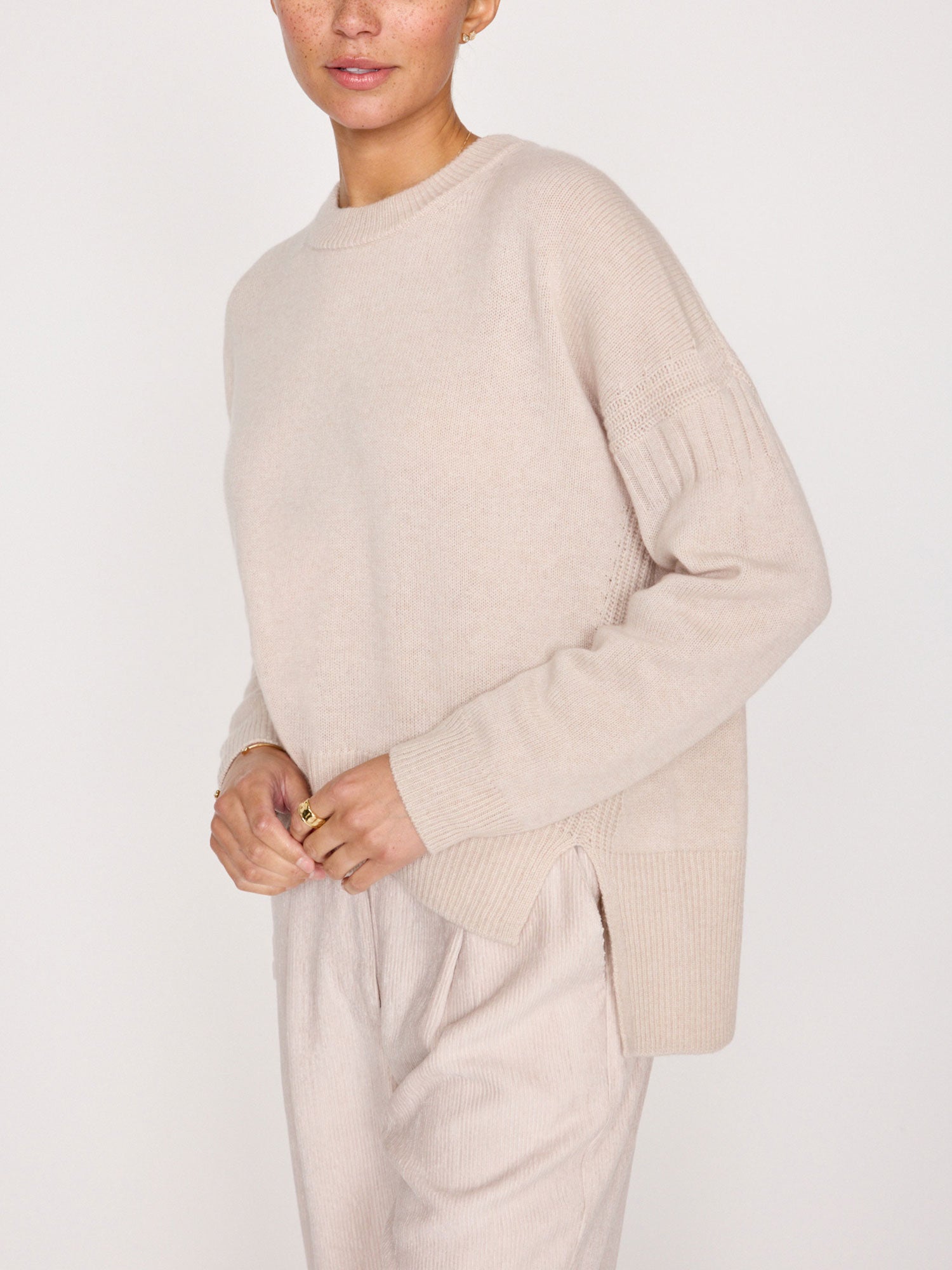 Brochu Walker - Noah Crewneck Sweater in Almond Buff Melange XS