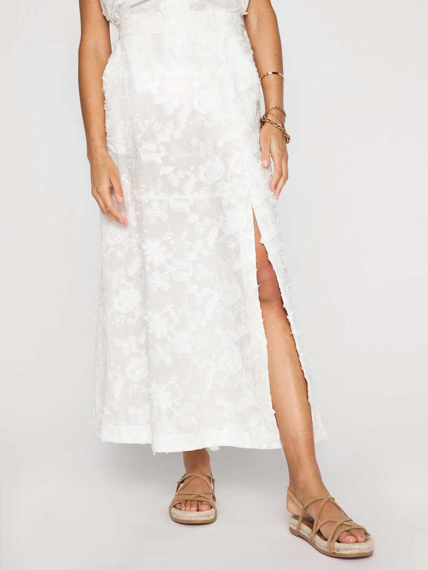 Women's Danni Cotton Midi Skirt in Ivory