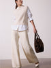 Joni Funnel neck vest overlayer beige full view