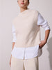 Joni Funnel neck vest overlayer beige front view