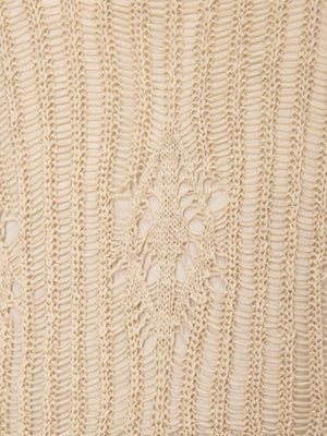 Alani eyelet linen tan cropped top close up 2