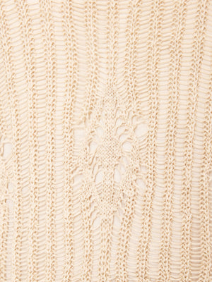 Alani eyelet linen tan cropped top close up 2