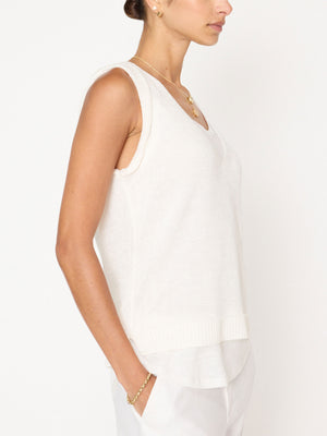 Morrow white layered V-neck tank top side view