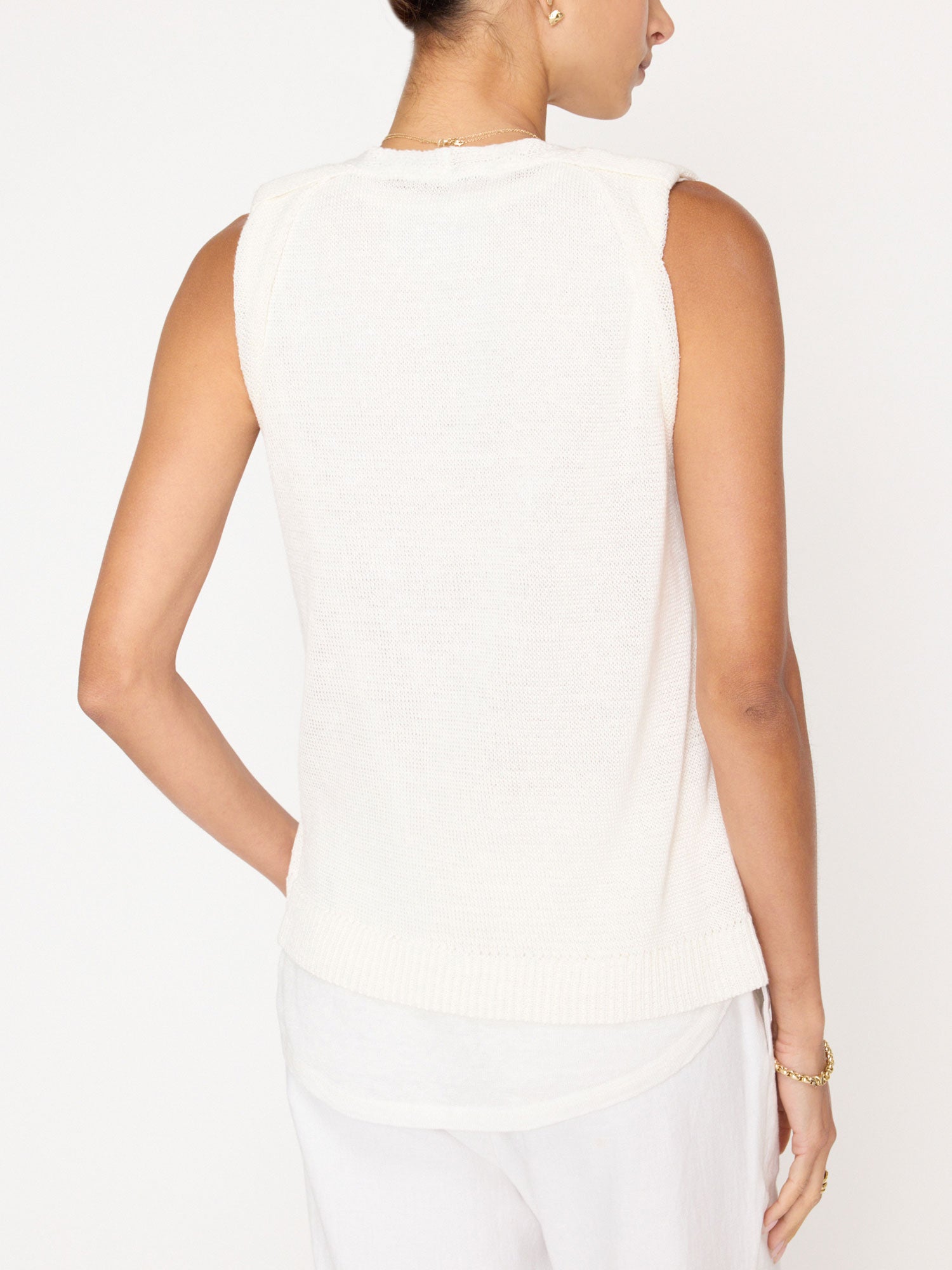 Morrow white layered V-neck tank top back view