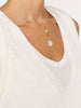 Morrow white layered V-neck tank top close up