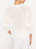 Leia open stitch V-neck white sweater back view