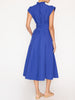 Newport ruffle belted blue midi dress back view