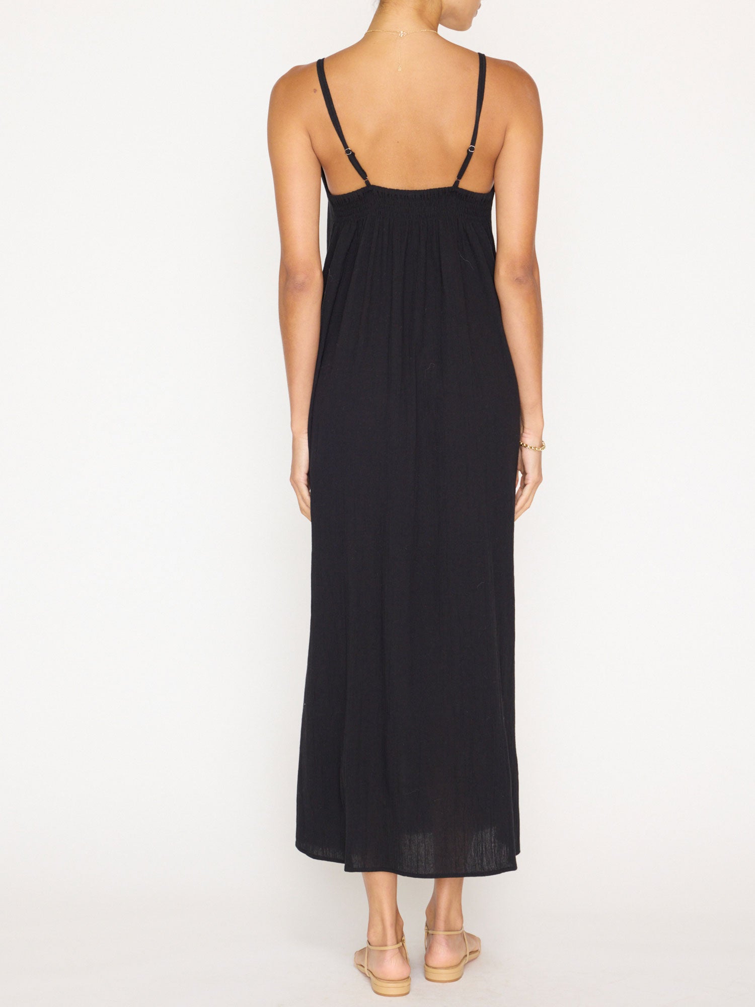 Ciana front slit midi black dress back view