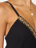 Ciana front slit midi black dress closeup view