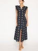 Aurora eyelet ruffle black midi dress front view 2