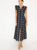 Aurora eyelet ruffle black midi dress front view 2