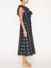 Aurora eyelet ruffle black midi dress side view