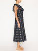 Aurora eyelet ruffle black midi dress side view