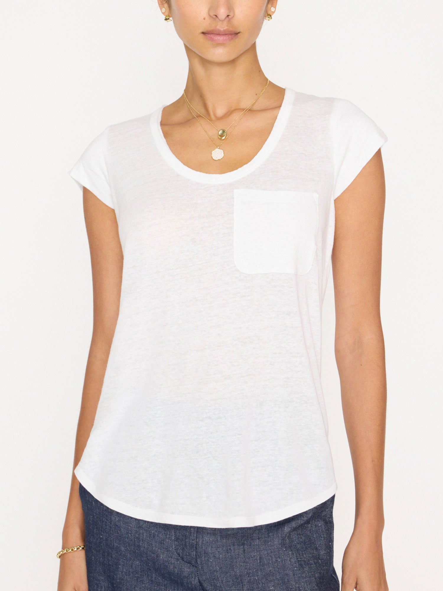 Lane white scoop neckline t-shirt front view 2