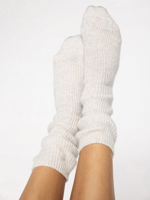 Cashmere ivory ribbed socks top view