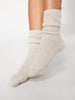 Cashmere ivory ribbed socks side view 2