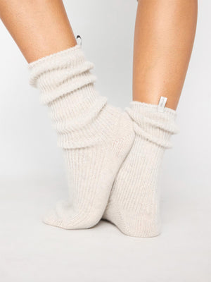 Cashmere ivory ribbed socks back view