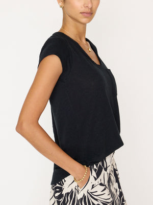 Lane black scoop neckline t-shirt side view