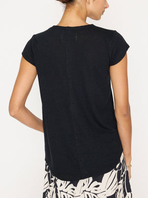 Lane black scoop neckline t-shirt back view