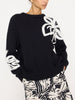 Hibiscus black embroidered crewneck sweater front view 4