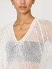 Lanai open stitch V-neck white maxi coverup close up 2