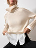 Jolie white layered turtleneck sweater front view