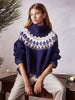 Odessa navy cashmere-wool fairisle sweater front view 2