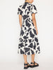 Havana tiered midi black and white printed dress back view