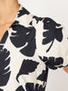 Havana tiered midi black and white printed dress close up