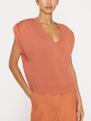 Frances orange V-neck sweater top front view