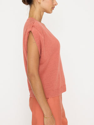 Frances orange V-neck sweater top side view