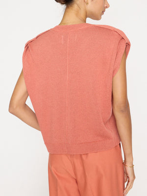 Frances orange V-neck sweater top back view