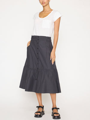 Palms tiered midi black skirt full view 2