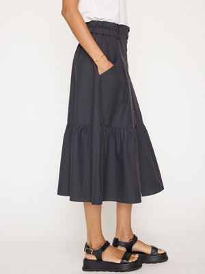 Palms tiered midi black skirt side view