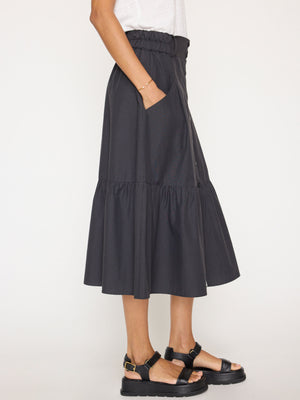 Palms tiered midi black skirt side view