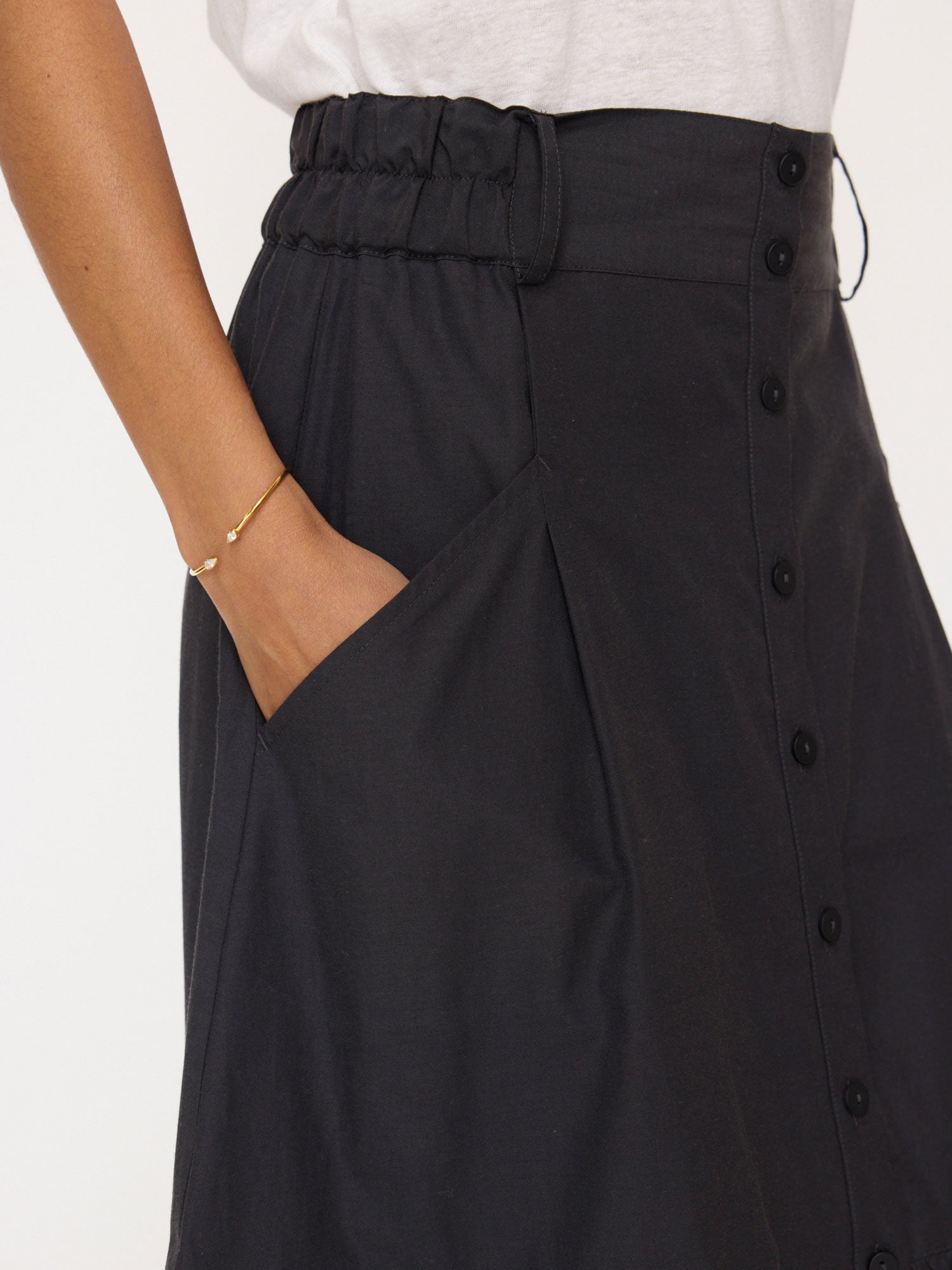 Palms tiered midi black skirt closeup view