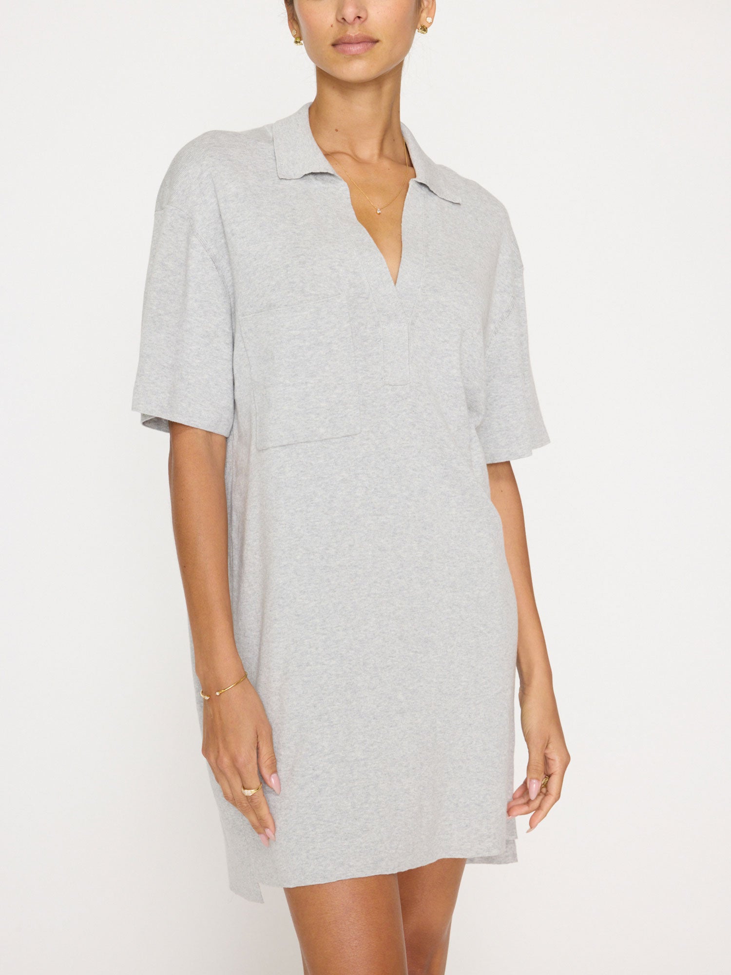 Women's Fai Polo Mini Dress in Salton Grey Mélange | Brochu Walker