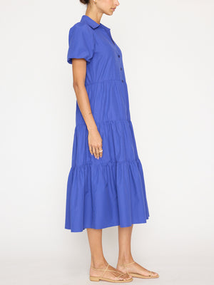 Havana tiered midi blue dress side view 2