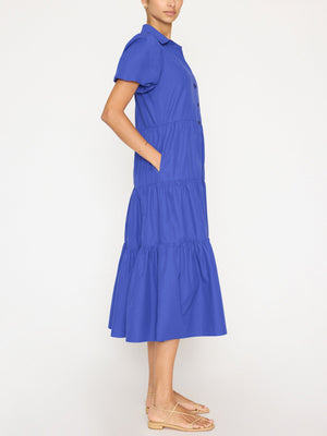 Havana tiered midi blue dress side view 2