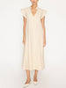 Newport ruffle belted midi dress beige full view 4