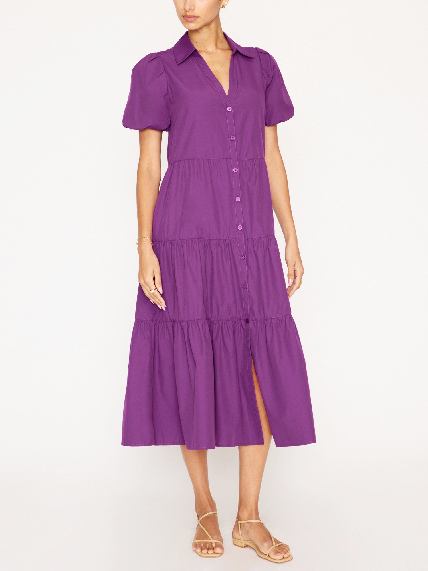 Havana tiered midi purple dress full view