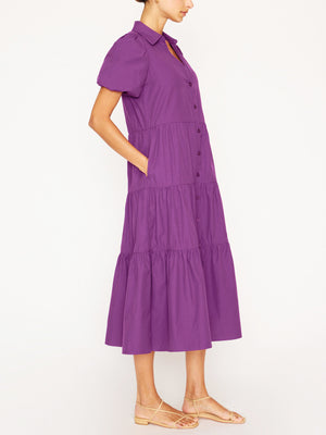 Havana tiered midi purple dress side view