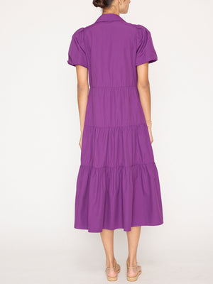 Havana tiered midi purple dress back view