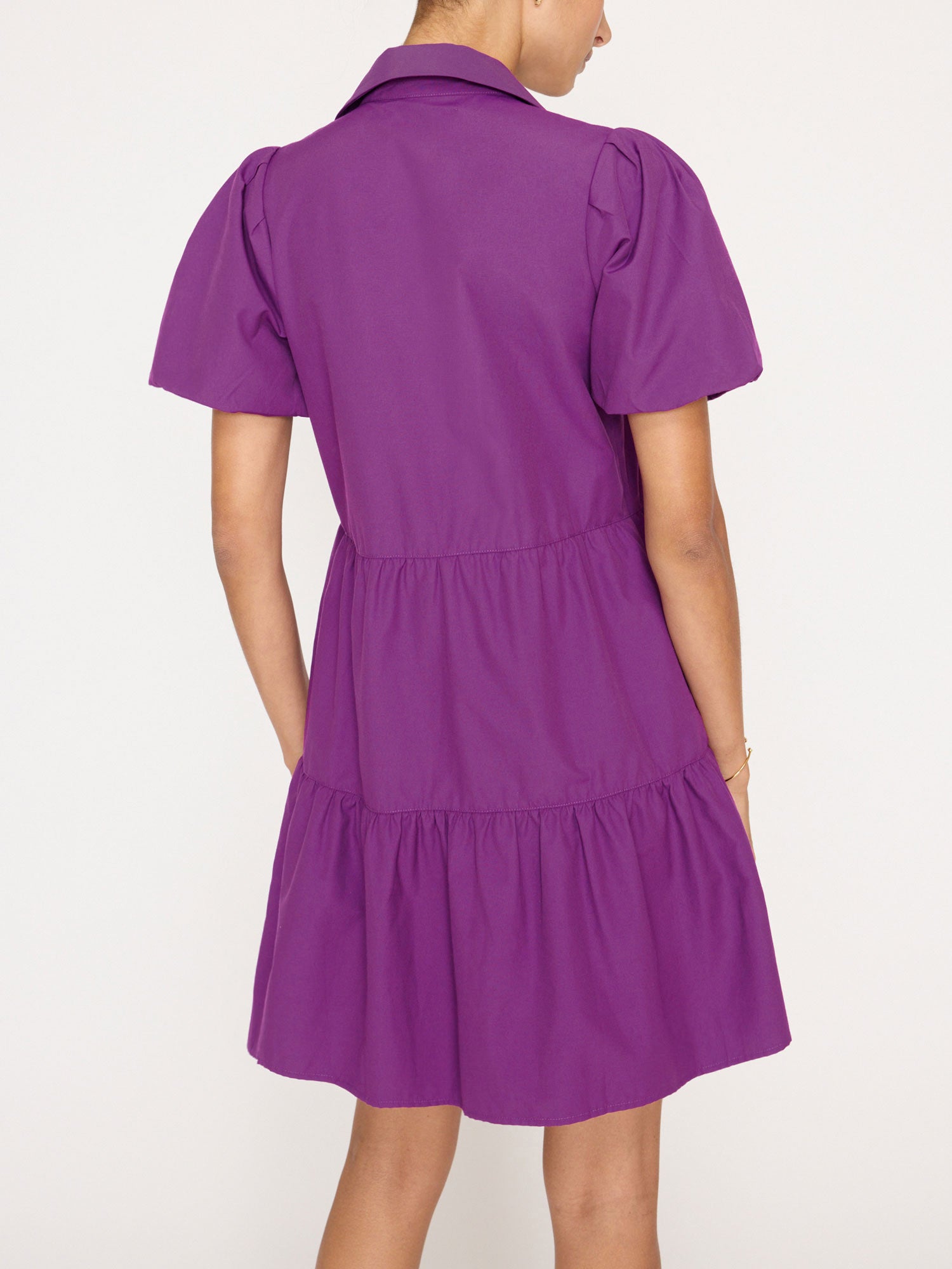 Havana tiered mini purple dress back view