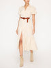 Havana tiered midi beige dress front view 3