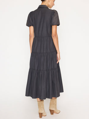 Havana tiered midi dress black back view