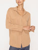 Andre cashmere button down camel shacket front view 2